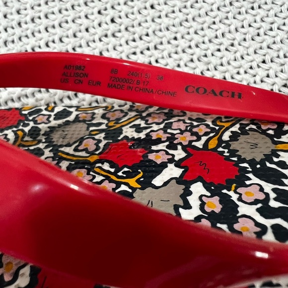 Coach Women's Red and Black Floral Sandals - Picture 3 of 8